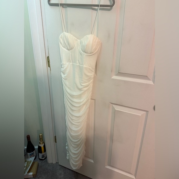 White Ruched Corset Dress - Billy J Boutique Jolenne Maxi Dress - Picture 3 of 3